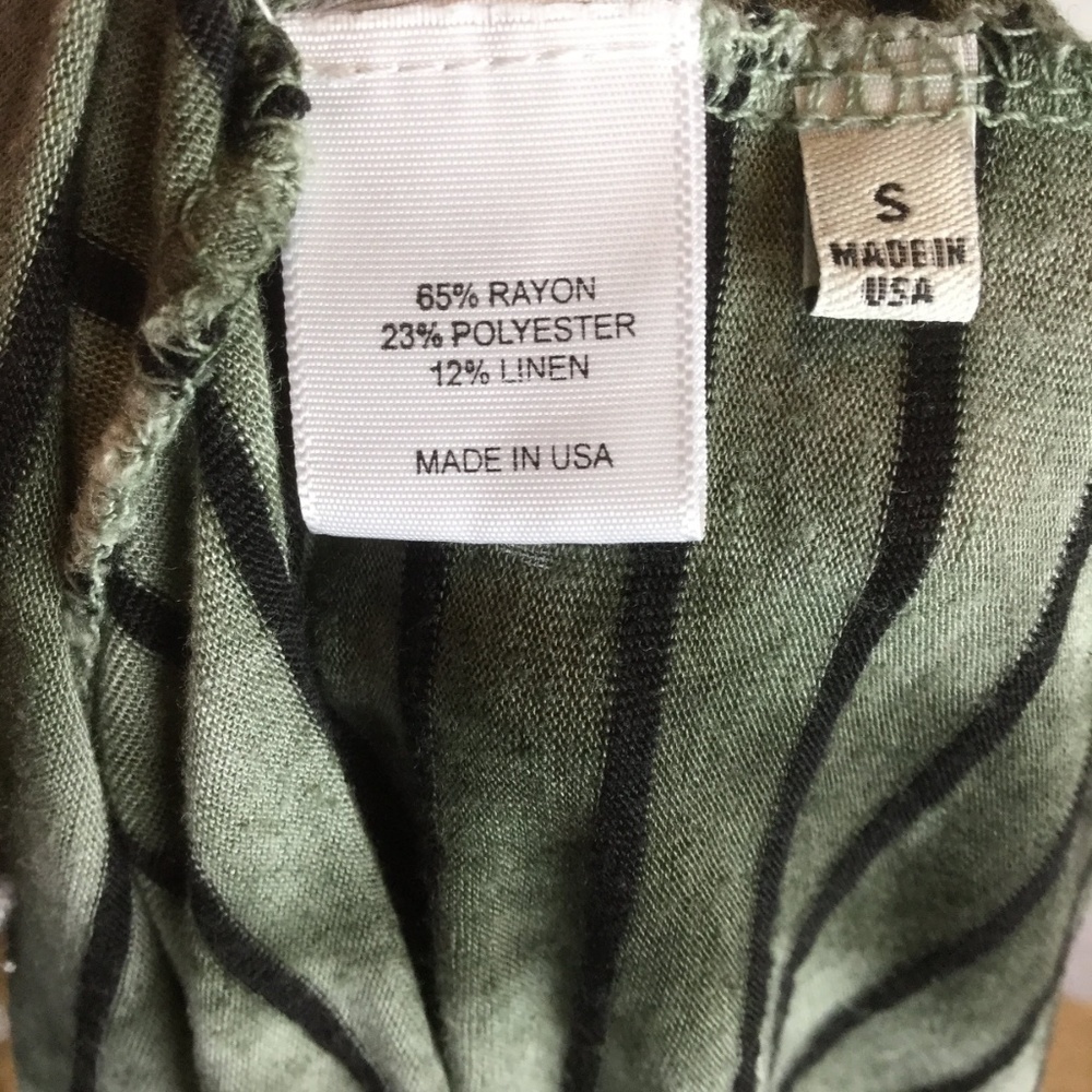 Sloane Rouge Green Black Striped Tunic Tee Shirt Dress Small - Picture 6 of 7